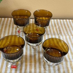 Denby Brown Champagne Dessert Cased Coupe Glasses Set Of Set of 5
